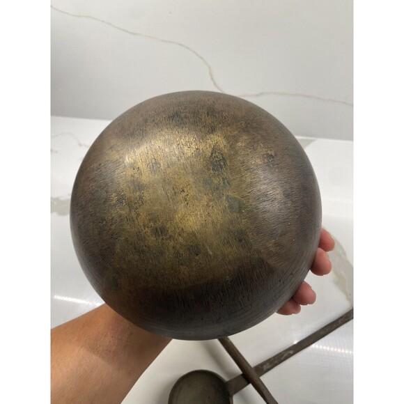 Antique Brass Heavy Fireplace Cooking Pot with stirring and serving spoons - Picture 6 of 10